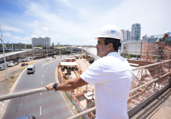 Obras do viaduto em frente ao Shopping da Bahia chegam a 86% de conclusão e passam por vistoria