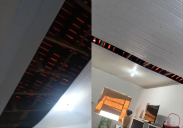 Teto de escola desaba e quase atinge funcionárias