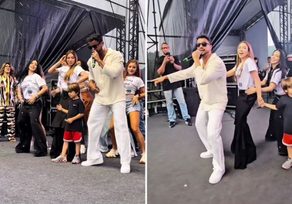 Parangolé comanda show na confraternização do SBT e família Abravanel cai no pagode