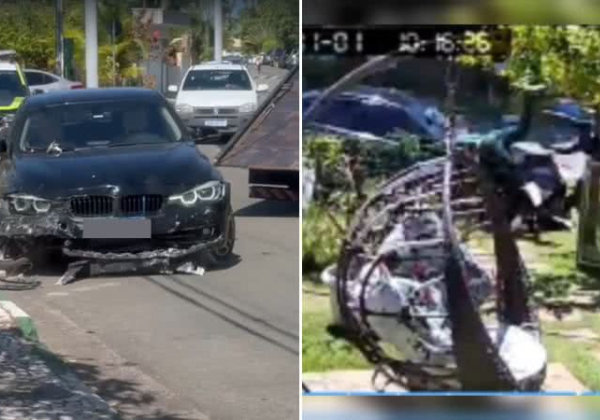 Adolescente pega BMW da mãe e atropela pintores em condomínio de luxo em Guarajuba
