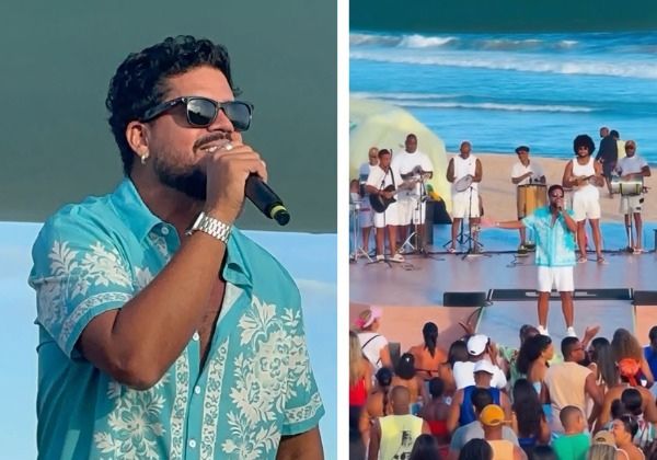 Rafique Saade marcou presença em show do cantor Uel durante o ‘Verão Pé na Areia’, realizado na orla de Salvador