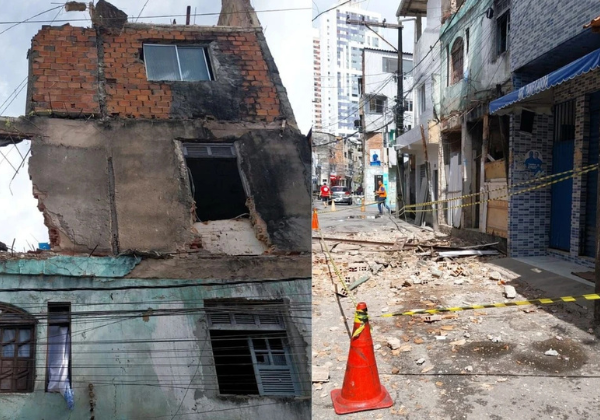 Imóvel construído de forma irregular desaba no bairro da Boca do Rio