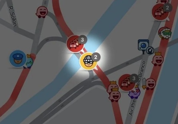 Ícone do Waze sinaliza motoristas sobre roubos