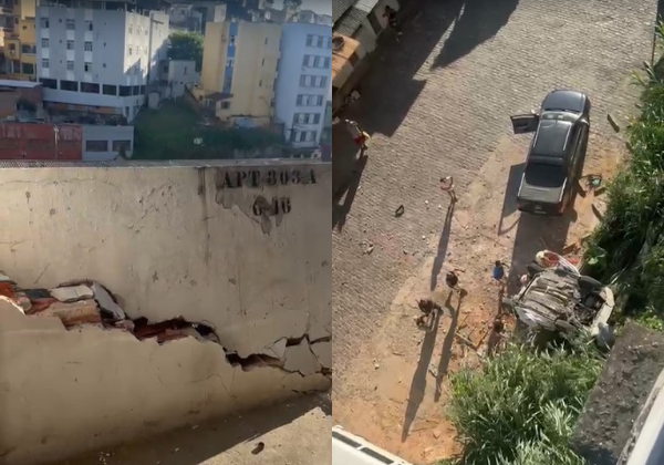 Carro cai do Barbalho e despenca em estacionamento da feira das Sete Portas