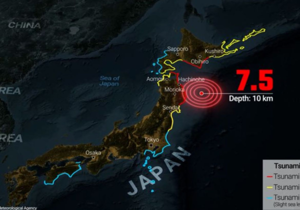 Terremoto de magnitude 7,5 atinge nordeste do Japão e gera alerta de tsunami