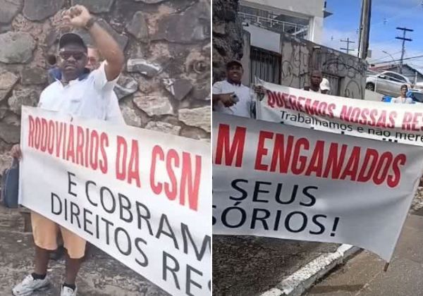 Ex-rodoviários da CSN realizam protesto nesta terça-feira (2), em Salvador, para cobrar pagamento de rescisões