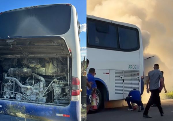 Ônibus com torcedores do Fortaleza pega fogo a caminho de Salvador