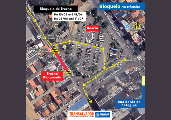 Trecho da Rua Barão de Cotegipe será interditado para obra de drenagem