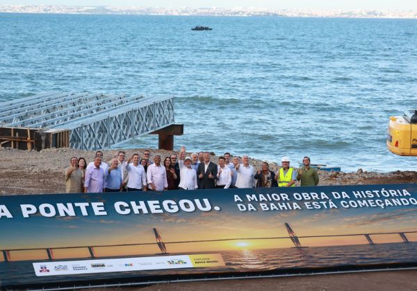 Lula e Jerônimo participam de ato simbólico para cravação da 1ª estaca da Ponte Salvador–Itaparica