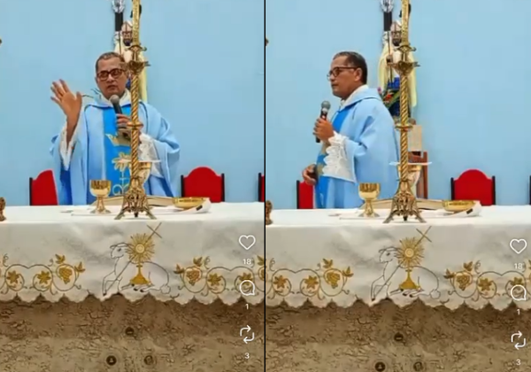 Vídeo: Tiroteio interrompe missa transmitida ao vivo em igreja na RMS, e pároco pede calma a fiéis