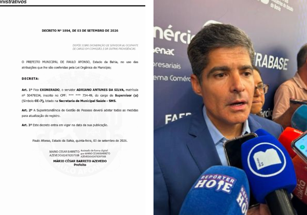 Servidor é exonerado após declarar apoio a ACM Neto em Paulo Afonso
