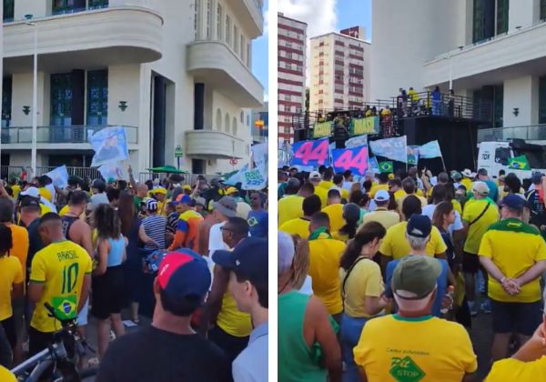 Manifestação reúne centenas apoiadores de Bolsonaro na Barra, em Salvador
