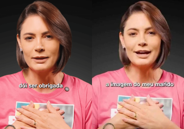 Michelle cobre rosto de Jair Bolsonaro em vídeo após suspensão de propaganda