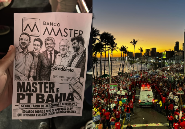 Direita e petistas protestam juntos contra Jerônimo durante caminhada de Lula em Salvador